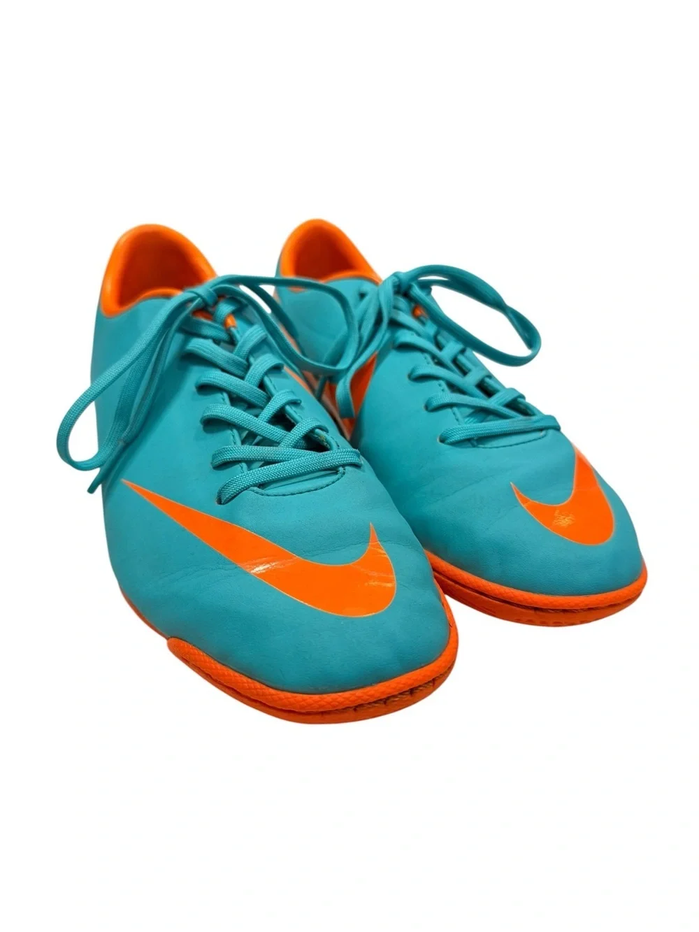 Nike Mercurial Indoor Soccer Shoes Youth 4Y Teal Orange Turf Cleats